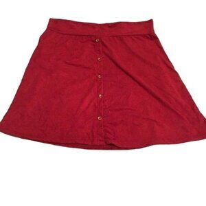 Free Kisses Womens Button Accents Faux Suede Skirt A-line Burgundy Plus 3X NWOT